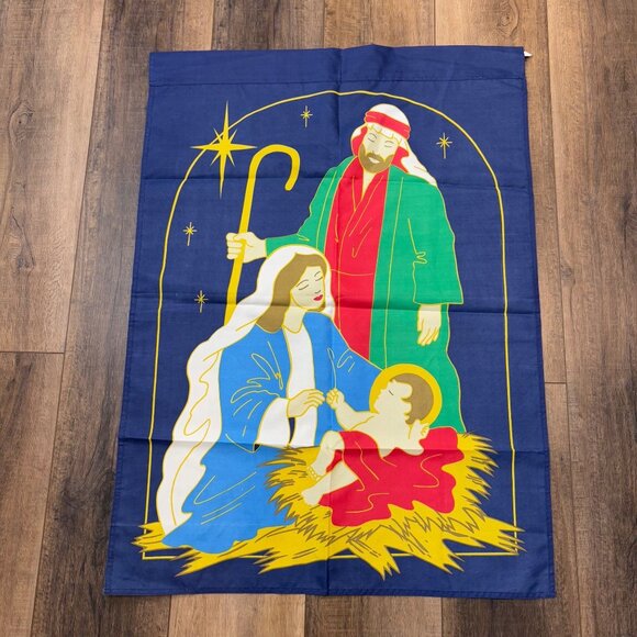 VTG.Nativity Scene Wall Flag Hanging 1997 New Creative Korea 30”x42” Christmas - Picture 3 of 7